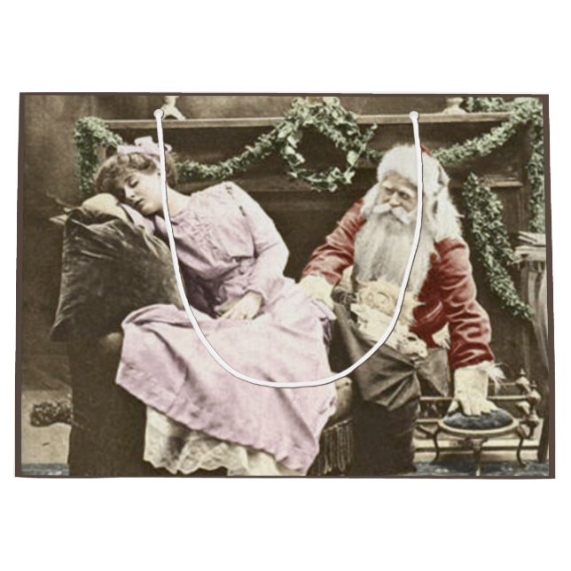 Sacola Para Presentes Grande Papais noeis assustadores (Frente)