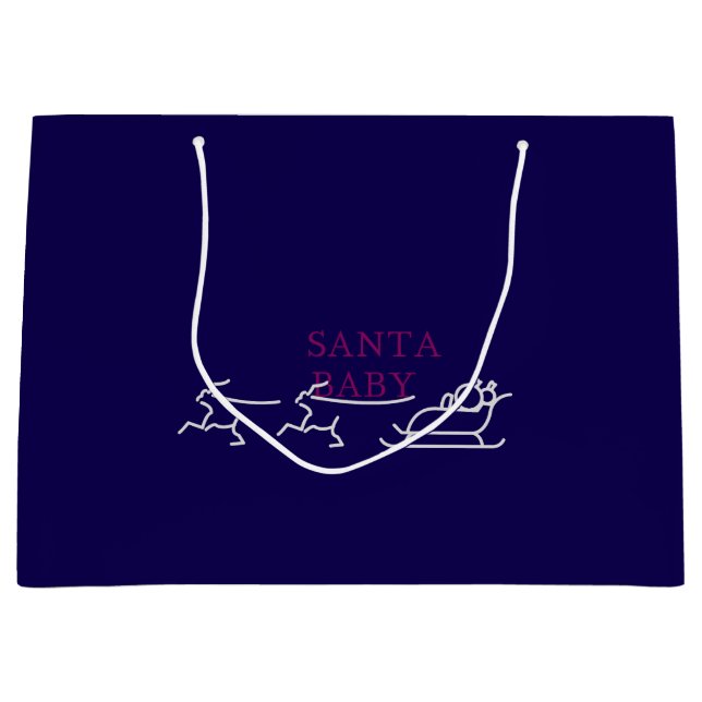 Sacola Para Presentes Grande Papais noeis Bebê: Festivo e Feriado Feliz" (Frente)