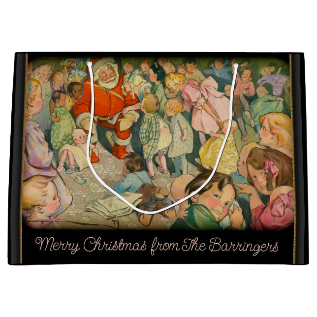 Sacola Para Presentes Grande Papais noeis Chegaram Férias de Natal (Frente)