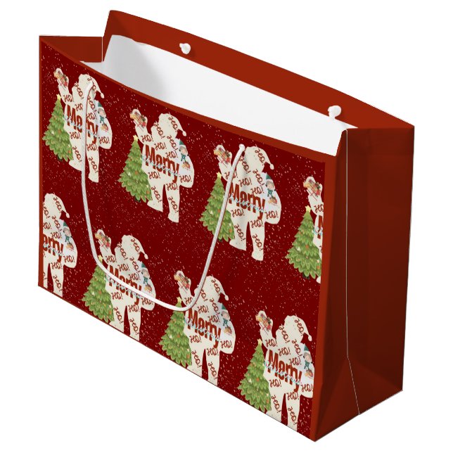 Sacola Para Presentes Grande Papais noeis com presentes (Frente inclinada)