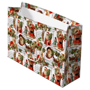 Sacola Para Presentes Grande Papais noeis de Jolly Vintage, Holly & Music Colla