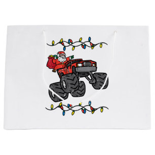 Sacola Para Presentes Grande Papais noeis de Natal Monster Truck Boys Toddler Y