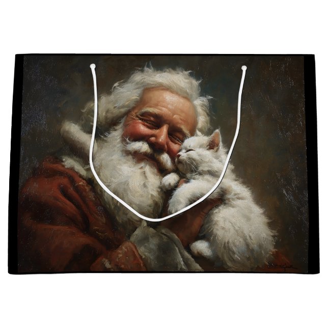 Sacola Para Presentes Grande Papais noeis e Kitten (Frente)