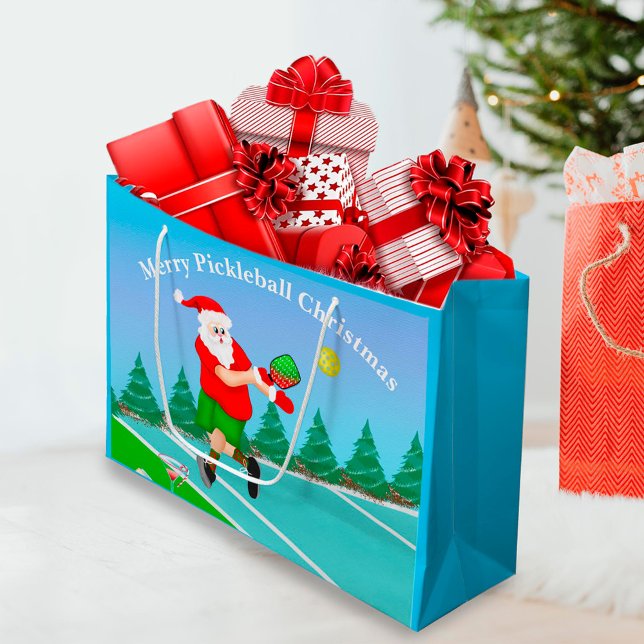 Sacola Para Presentes Grande Papais noeis Engraçados Jogando Feliz de Picklebal (Criador carregado)