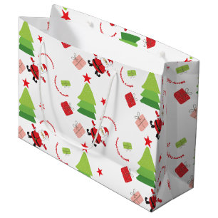 Sacola Para Presentes Grande Papais noeis felizes Vermelho E Verde