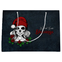 Sacola Para Presentes Grande Papais noeis Gótica Whimsical Natal Skull