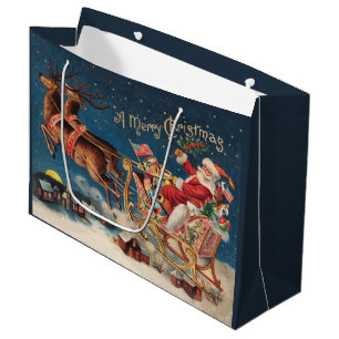 Sacola Para Presentes Grande Papais noeis Patrióticos Marche de Natal
