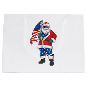 Sacola Para Presentes Grande Papais noeis Patrióticos Natal Americano 4 De Julh