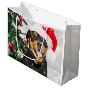 Sacola Para Presentes Grande Papais noeis Rottweiler