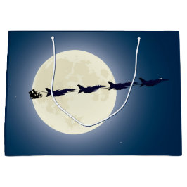 Sacola Para Presentes Grande Papais noeis, Sleigh e F-16 Jets de Natal Militar
