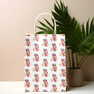 Sacola Para Presentes Grande Papais noeis Snowbird Flamingo
