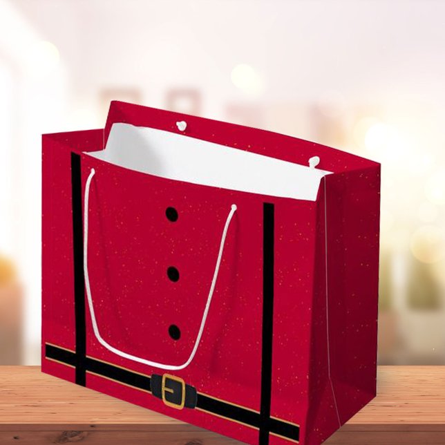 Sacola Para Presentes Grande Papais noeis Vermelho E Preto Cinto De Natal (Criador carregado)
