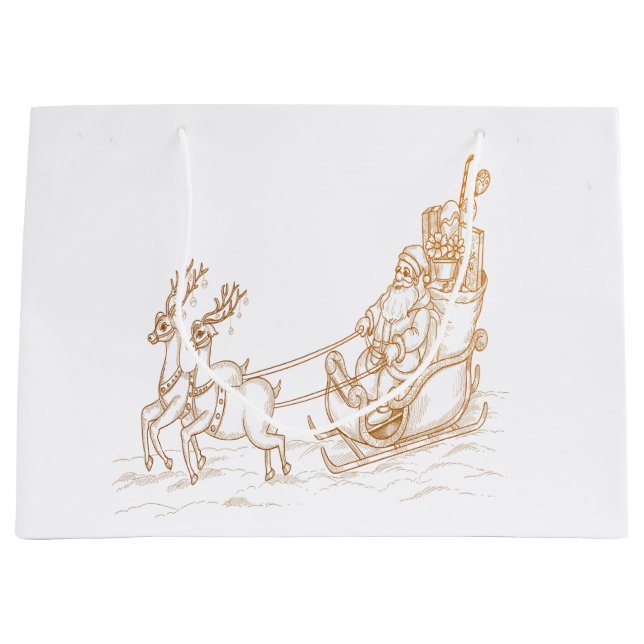 Sacola Para Presentes Grande Papais noeis voadores Natal - Reindeer (Frente)
