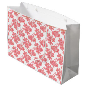 Sacola Para Presentes Grande Papel de embrulho floral vermelho brilhante e rosa