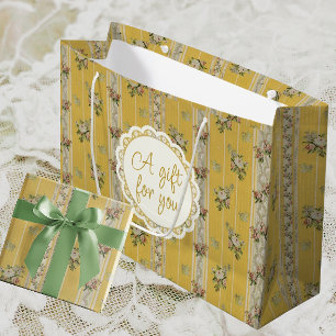Sacola Para Presentes Grande Papel de Parede Amarelo Antigo Personalizado