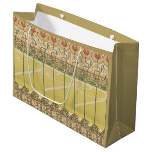 Sacola Para Presentes Grande Papel de Parede Floral Art Nouveau Alfonse Mucha P