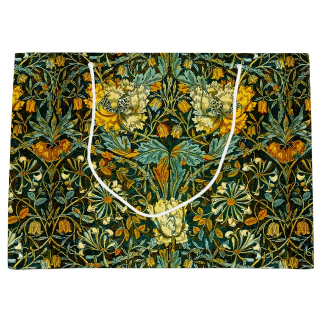 Sacola Para Presentes Grande Papel de Parede Floral de Madressilva Dourada Will (Frente)