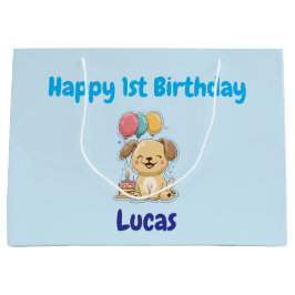 Sacola Para Presentes Grande Papel de presente personalizado Feliz 1º Aniversár