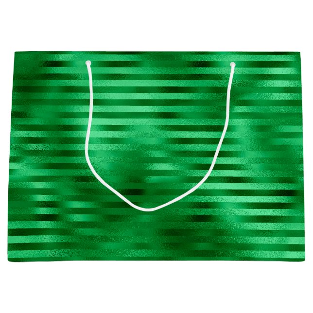 Sacola Para Presentes Grande Papel de Seda com Listras Verdes (Frente)