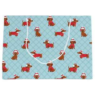 Sacola Para Presentes Grande Papel Festivo de Enxaturamento de Dachshund de Nat