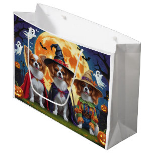 Sacola Para Presentes Grande Papillon Dogs Pumpkin Halloween Engraçado