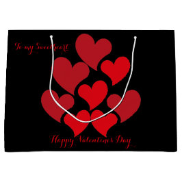 Sacola Para Presentes Grande Para o meu Dia de os namorados de padrões do coraç