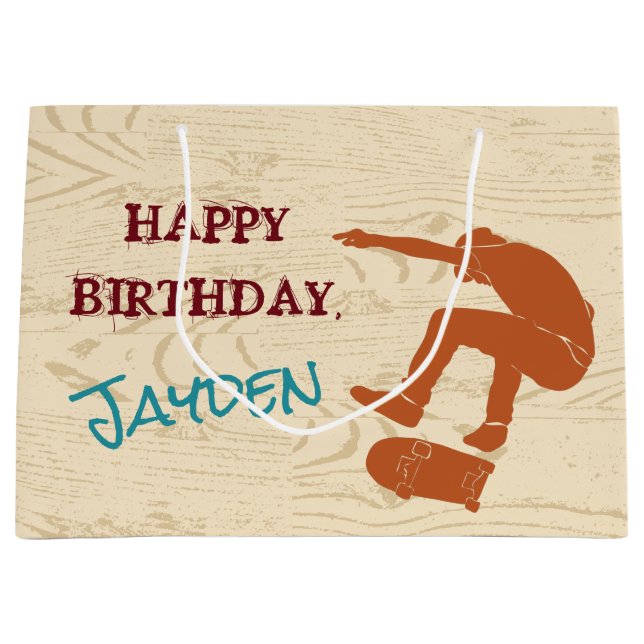 Sacola Para Presentes Grande Para Skateboarders Skate Graphics Personalizado (Frente)