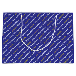 Sacola Para Presentes Grande Parabéns Azul Profundo Classe Dourada de 2025