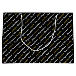 Sacola Para Presentes Grande Parabéns Black White Dourado Classe de 2024