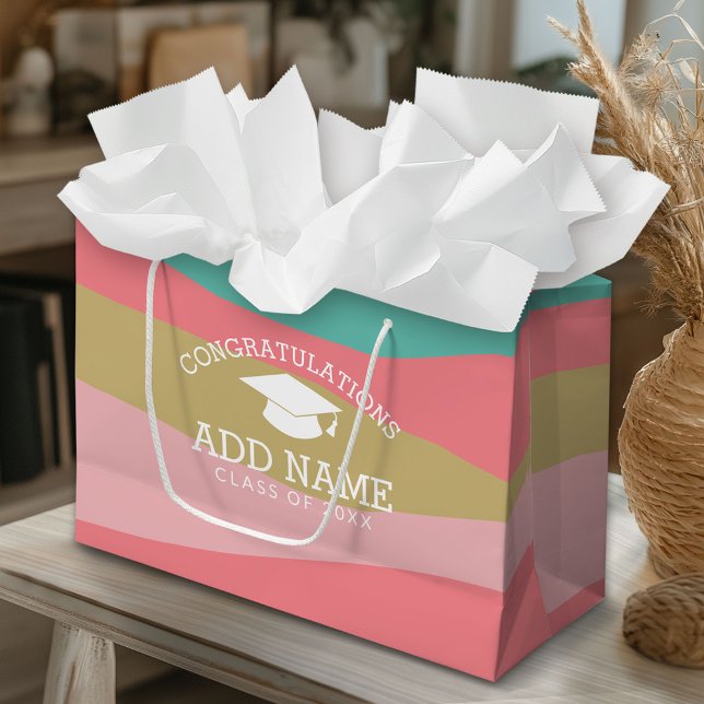 Sacola Para Presentes Grande Parabéns Boné de formatura moderno (Custom Gift Bag)