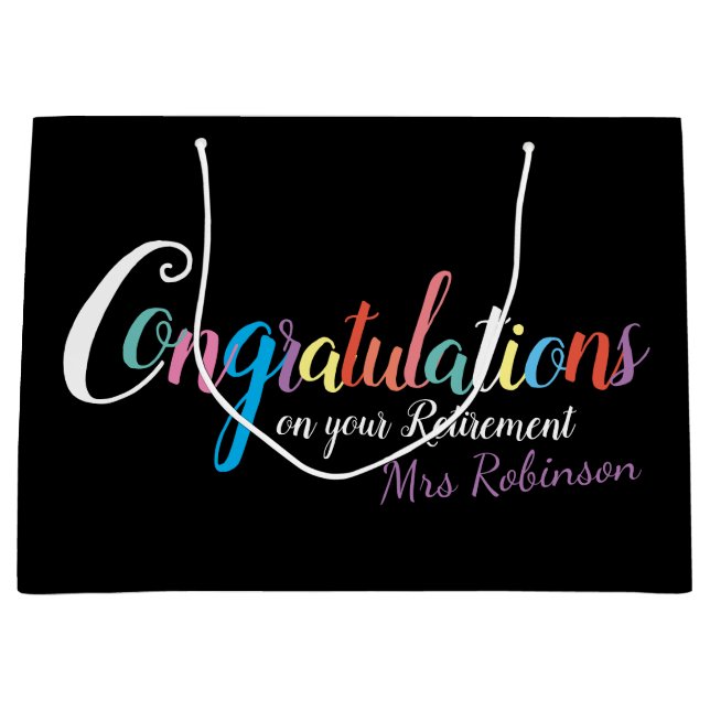 Sacola Para Presentes Grande Parabéns de aposentadoria de professores (Frente)