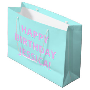 Sacola Para Presentes Grande Parabéns de texto personalizável para qualquer n