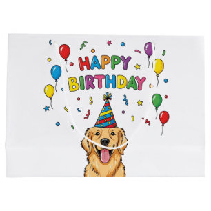 Sacola Para Presentes Grande Parabéns do ouro Retriever Dog Doodle