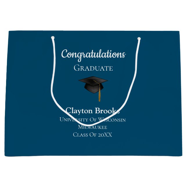 Sacola Para Presentes Grande Parabéns Formando com Boné (Frente)