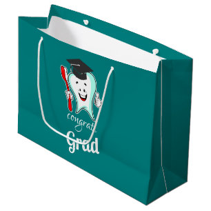 Sacola Para Presentes Grande Parabéns Formando o dente branco com o Boné de f