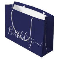 Parabéns Marinho Azul Elegante Branco 