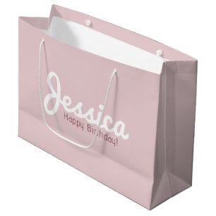 Sacola Para Presentes Grande Parabéns, Nome Personalizável Ouro Rosa