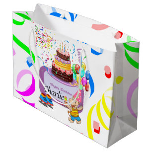 Sacola Para Presentes Grande Parabéns Presente de Aniversário Bag Hippopotamu