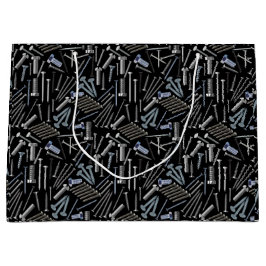 Sacola Para Presentes Grande Parafusos e unhas x4 Preto BG