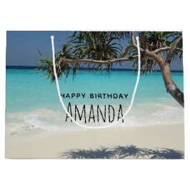 Sacola Para Presentes Grande Paraíso Sunny Tropical Beach Ocean