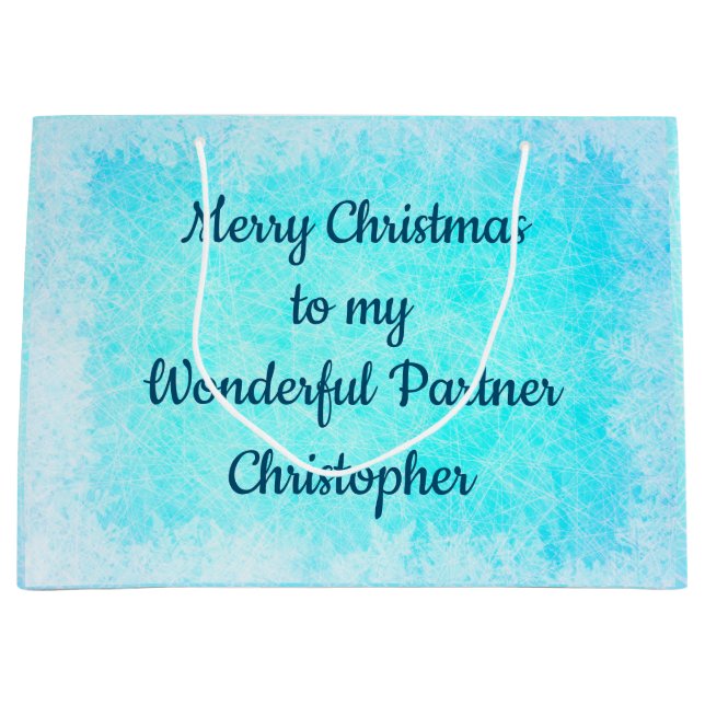 Sacola Para Presentes Grande Parceiro de Natal Personalizado (Frente)