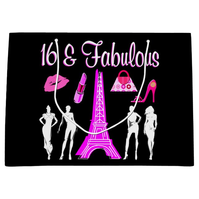 SACOLA PARA PRESENTES GRANDE PARIS INSPIRED SWEET 16º ANIVERSÁRIO DESIGN (Frente)