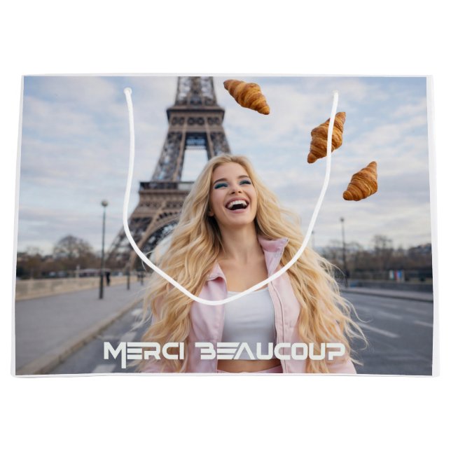 SACOLA PARA PRESENTES GRANDE PARIS - MUITO OBRIGADO (Frente)