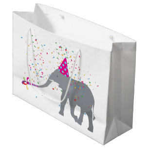Sacola Para Presentes Grande Partida de elefantes - Animais com festa