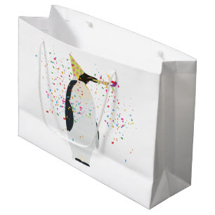 Sacola Para Presentes Grande Partida de pinguins - Animais com festa