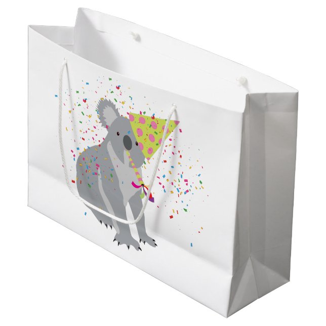 Sacola Para Presentes Grande Partida Koala - Animais com festa (Frente inclinada)