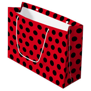 Sacola Para Presentes Grande Partido Bolinhas Médio Vermelho e Preto