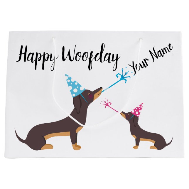 Sacola Para Presentes Grande Partido do Dachshund (Frente)