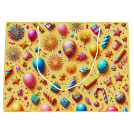 Sacola Para Presentes Grande Partido em Amarelo