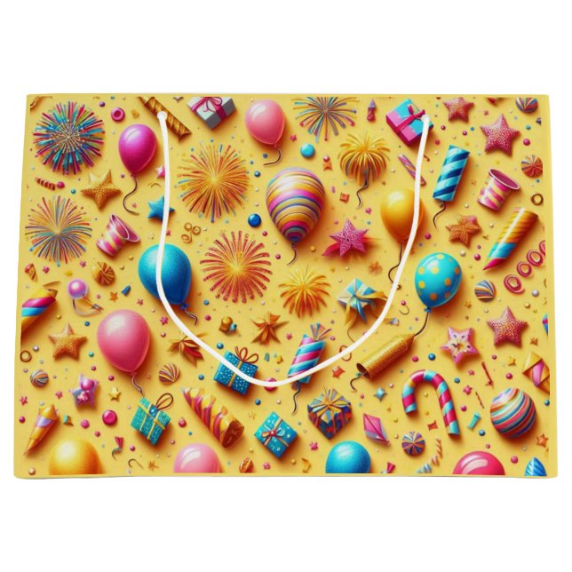 Sacola Para Presentes Grande Partido em Amarelo (Frente)